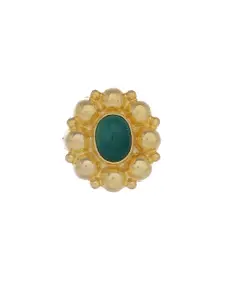 Silvermerc Designs Women Gold-Plated Green Handcrafted Ring