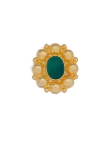 Silvermerc Designs Women Gold-Plated Green Handcrafted Ring