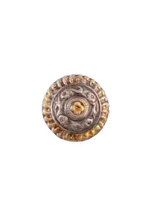 Silvermerc Designs Women Silver-Toned & Gold-Toned Handcrafted 92.5 Sterling Silver Oxidised Ring