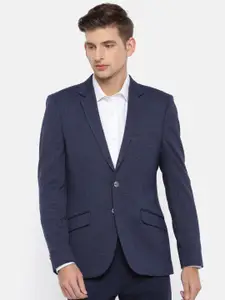 Parx Men Blue Solid Slim Fit Single-Breasted Casual Blazer