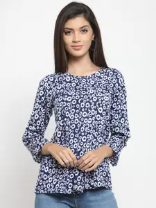 Indietoga Women Navy Blue Printed Top