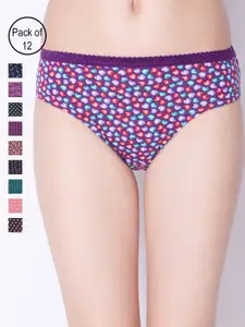 Dollar Missy Pack of 12 Deep Printed Outer Elasticated Hipster Panty 101P-OE-PO12