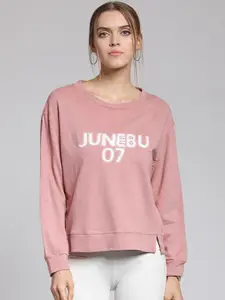 plusS Women Pink Printed Sweatshirt