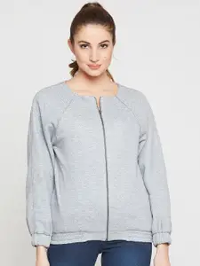 Marie Claire Women Grey Self Design Sweatshirt