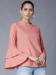 Tokyo Talkies Women Pink Solid A-Line Top