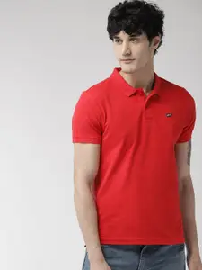 Levis Men Red Solid Polo Collar Pure Cotton T-shirt