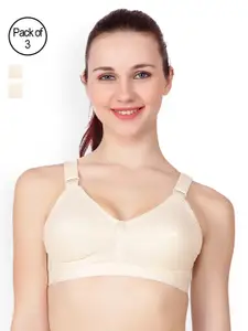 Floret Beige Solid Pack Of 3 Non-Wired Non Padded Everyday Bra Sherry_Skin-Skin-Skin_40B