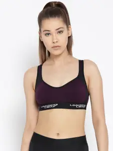 Leading Lady Koko Purple Solid Non-Wired Non Padded Sports Bra