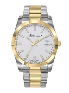 Mathey-Tissot Swiss Made Men White Brass Dial & Gold Toned Analogue Watch H450BI