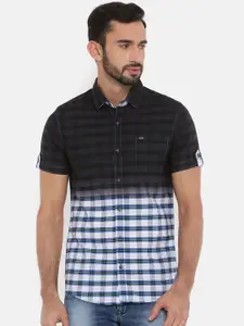 The Indian Garage Co Men Black & White Regular Fit Checked Casual Shirt