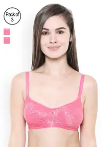 Bodycare Pack of 3 Coral PinkSelf Design Non-Wired Non Padded T-shirt Bras E6520COCOCO