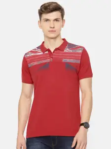 Pepe Jeans Men Red  Grey Striped Polo Collar Pure Cotton T-shirt