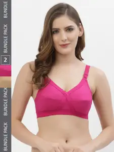 Floret Pack of 2 Solid Non-Wired Non Padded Everyday Bra CrossFit_Magenta-Nude_40B
