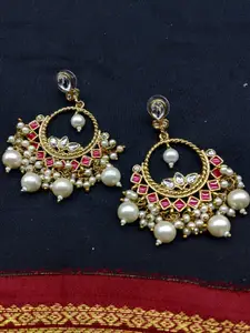 Fida Gold-Toned & Red Circular Chandbalis