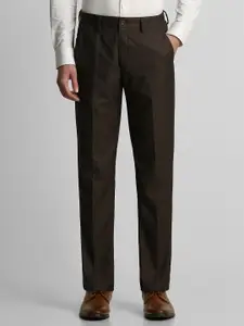 Louis Philippe Men Brown Regular Fit Self Design Formal Trousers