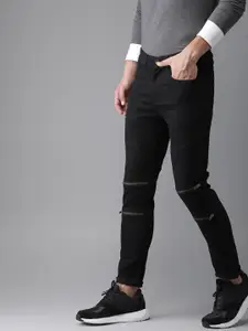 Campus Sutra Men Black Slim Fit Mid-Rise Clean Look Stretchable Jeans