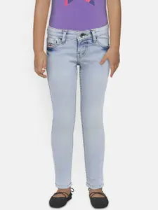 Pepe Jeans Girls Blue Skinny Fit Mid-Rise Clean Look Stretchable Jeans