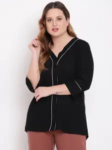 The Pink Moon Plus Size Women Black Solid Top