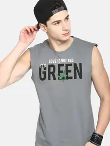 Kook N Keech Men Grey Printed Round Neck Pure Cotton T-shirt