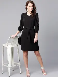 Zima Leto Women Black Solid A-Line Dress