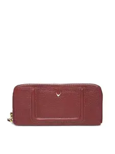 Hidesign Women Red Leather Textured Zip Around Wallet