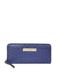 Hidesign Women Blue Solid Zip Around Wallet