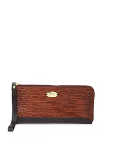 Hidesign Women Brown Leather Textured Zip Around Wallet