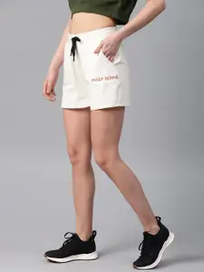 HRX by Hrithik Roshan Women Off-White Solid Regular Fit Sports Shorts