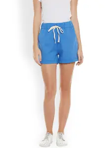 Camey Women Blue Solid Regular Fit Regular Shorts
