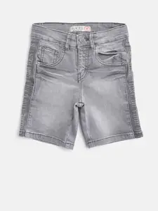 Palm Tree Boys Grey Washed Regular Fit Denim Shorts