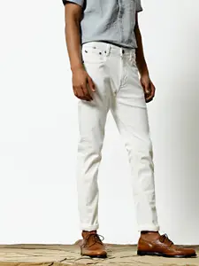 Mr Bowerbird Men White Regular Fit Mid-Rise Clean Look Stretchable Jeans