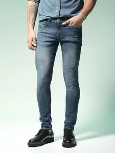 Flying Machine Men Blue Jackson Super Skinny Fit Mid-Rise Clean Look Stretchable Jeans