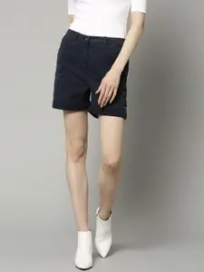 Marks & Spencer Women Navy Blue Solid Regular Fit Chino Shorts
