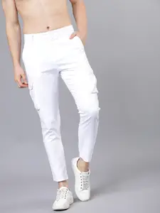 HIGHLANDER Men White Slim Fit Solid Cargos