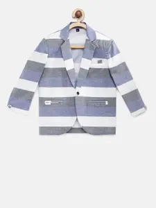 Rikidoos Boys Blue Stripped Single Breasted Pure Cotton Blazer