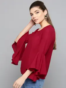 Harpa Women Maroon Solid Styled Back Top