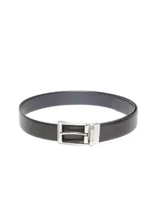 United Colors of Benetton United Colors of Benetton Men Black & Navy Blue Solid Reversible Leather Belt