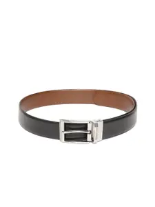 United Colors of Benetton United Colors of Benetton Men Black & Tan Brown Solid Reversible Leather Belt