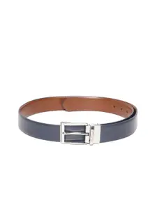 United Colors of Benetton United Colors of Benetton Men Navy Blue & Tan Brown Solid Reversible Leather Belt