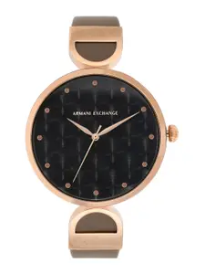 Armani Exchange Women Black Analogue Leather Watch AX5329