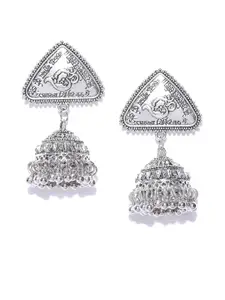 YouBella Oxidised Silver-Plated Dome_Shaped Jhumkas