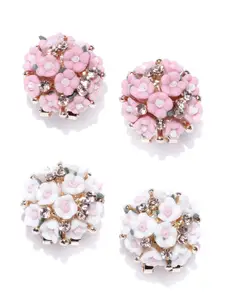 YouBella Pink Gold-Plated Set Of 2 Floral Studs