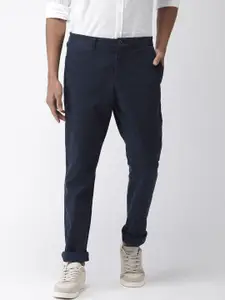 Tommy Hilfiger Men Blue Regular Fit Solid Regular Trousers