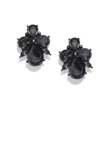 OOMPH Black & Handcrafted Cubic Zirconia Floral Studs