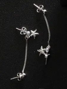 Carlton London 925 Sterling Silver Star-Shaped Connected Drop Earrings