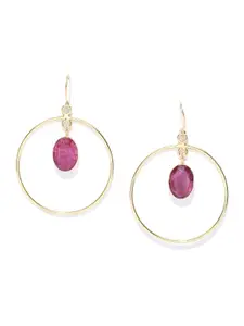 Blueberry Pink Gold-Plated Circular Drop Earrings