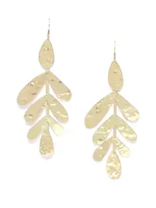 Blueberry Gold-Plated Leaf Shaped Drop Earrings