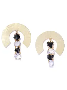 Blueberry Gold-Plated Agate-Studded Circular Drop Earrings