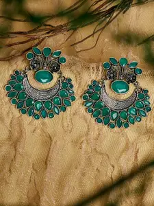 PANASH Silver-Toned Floral Chandbalis