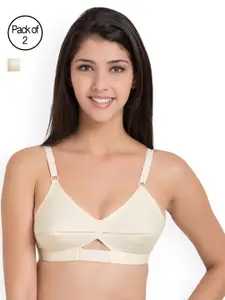 Centra Pack of 2 Beige Solid Non-Wired Non Padded Everyday Bras CLY9-2PC-SK